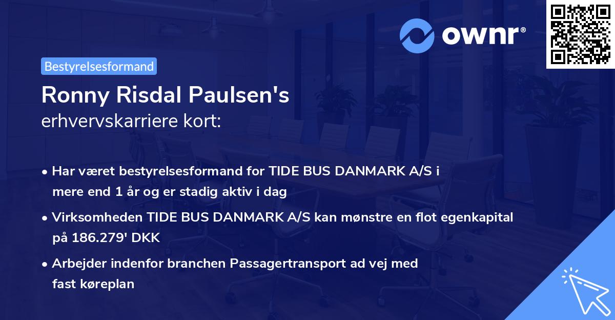 Ronny Risdal Paulsen's erhvervskarriere kort