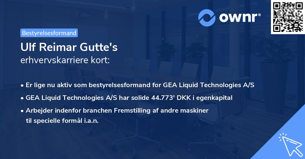 Ulf Reimar Gutte's erhvervskarriere kort