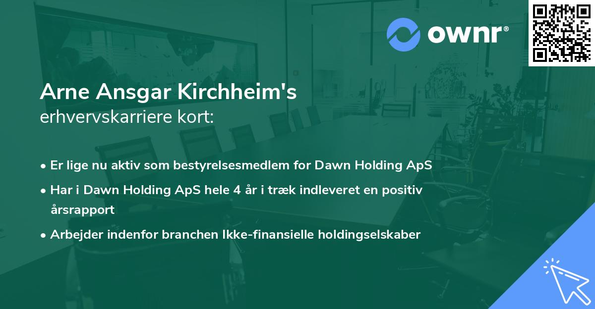 Arne Ansgar Kirchheim's erhvervskarriere kort