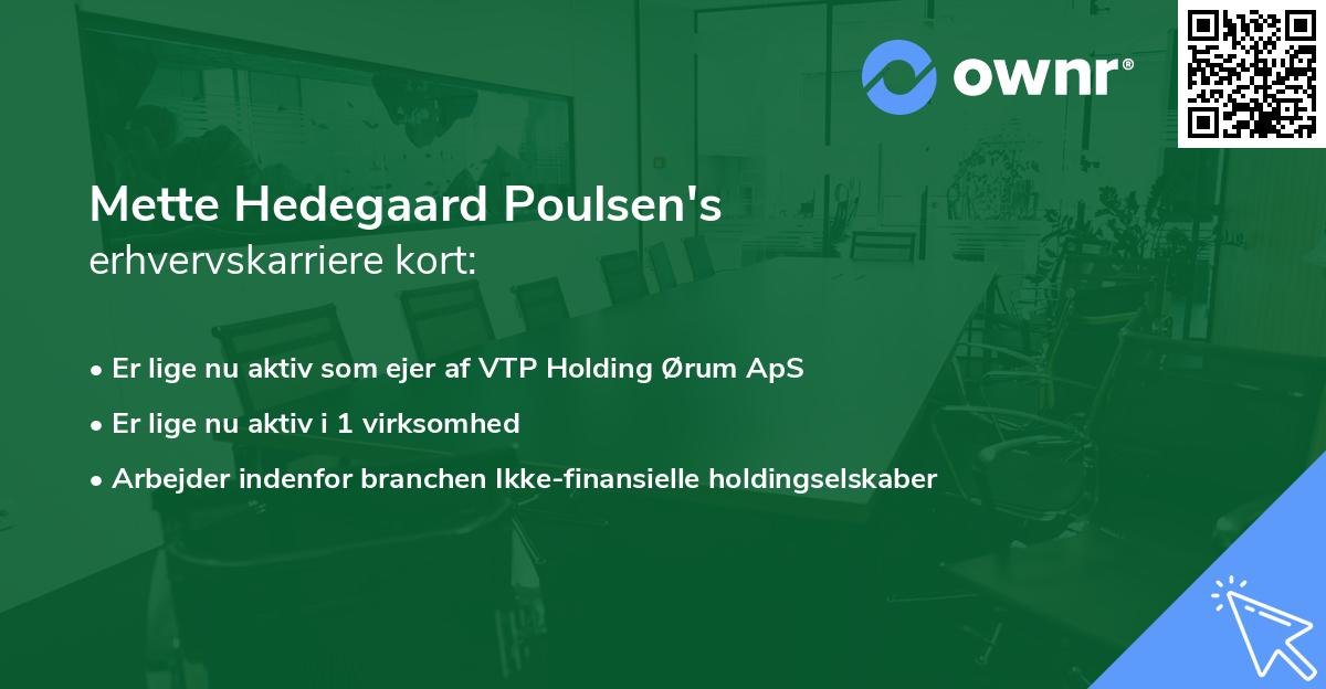 Mette Hedegaard Poulsen's erhvervskarriere kort