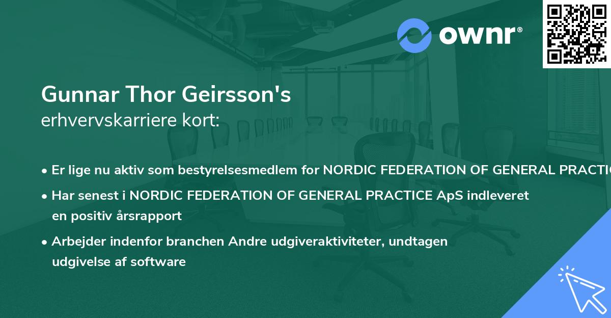 Gunnar Thor Geirsson's erhvervskarriere kort