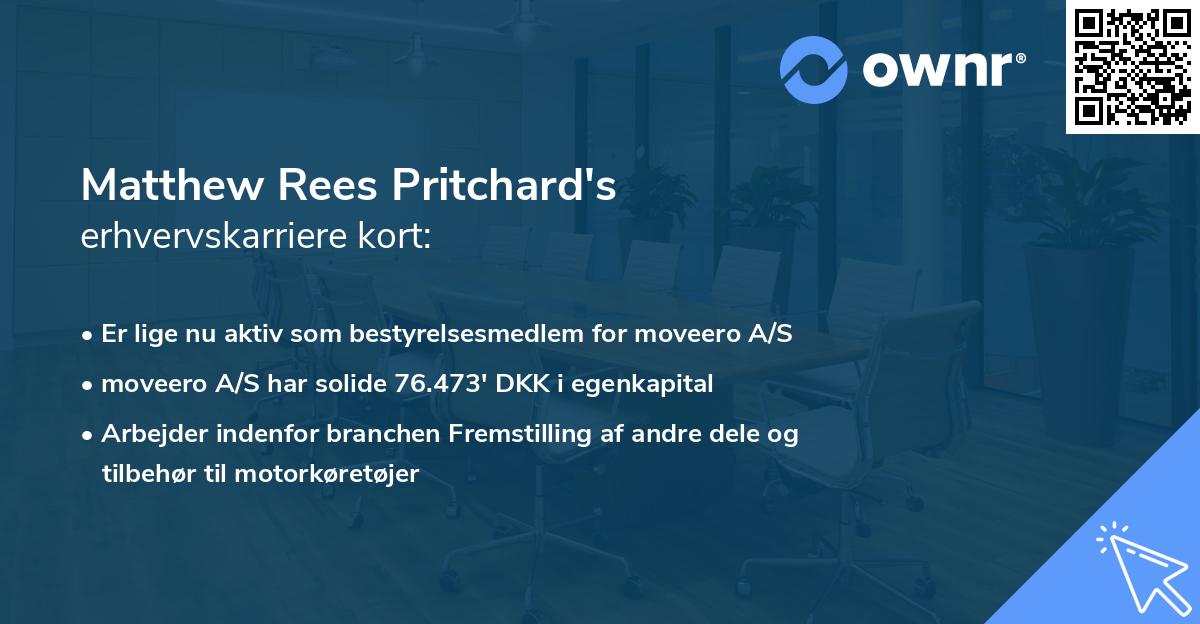 Matthew Rees Pritchard's erhvervskarriere kort