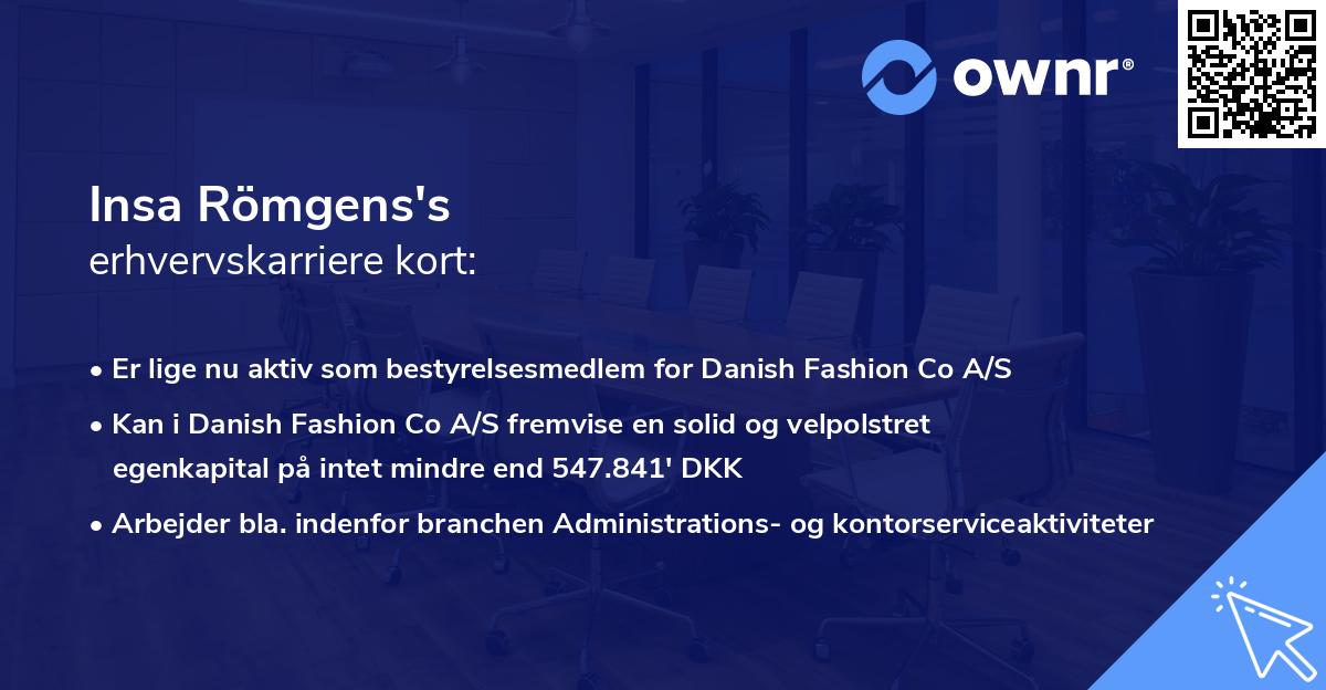 Insa Römgens's erhvervskarriere kort