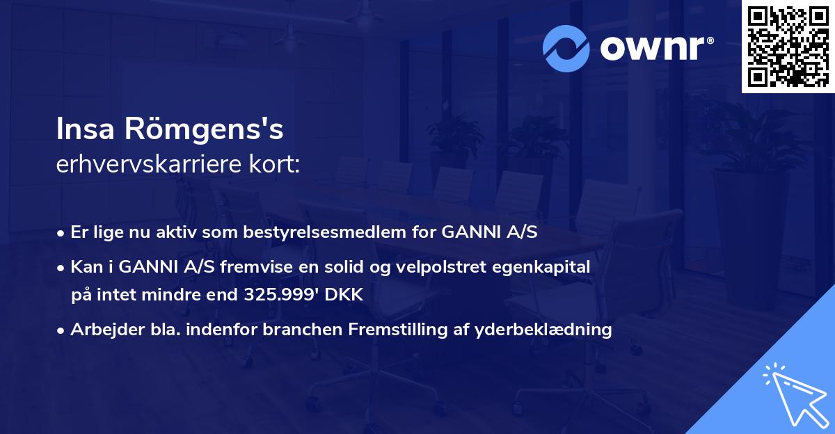 Insa Römgens's erhvervskarriere kort