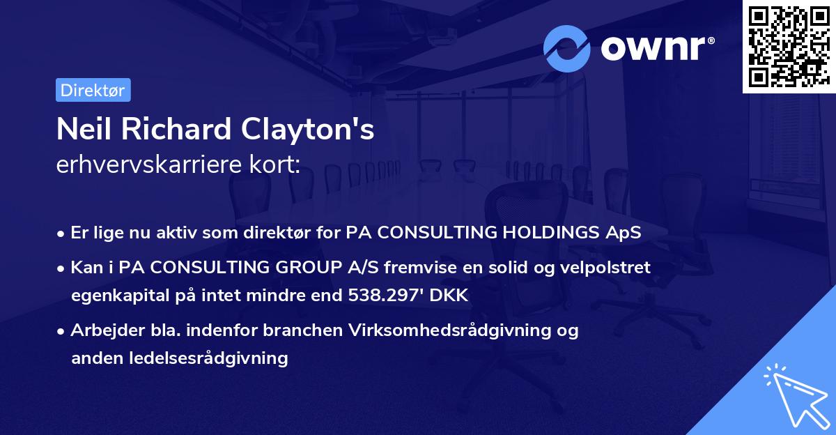 Neil Richard Clayton's erhvervskarriere kort