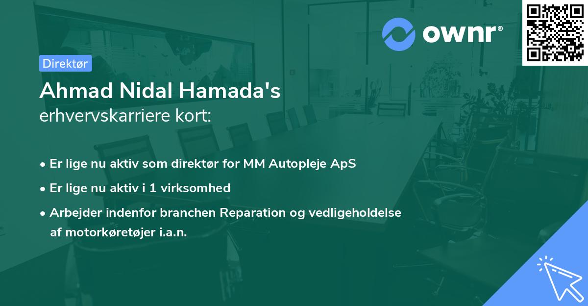 Ahmad Nidal Hamada's erhvervskarriere kort