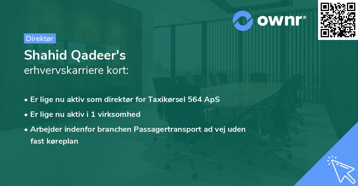 Shahid Qadeer's erhvervskarriere kort