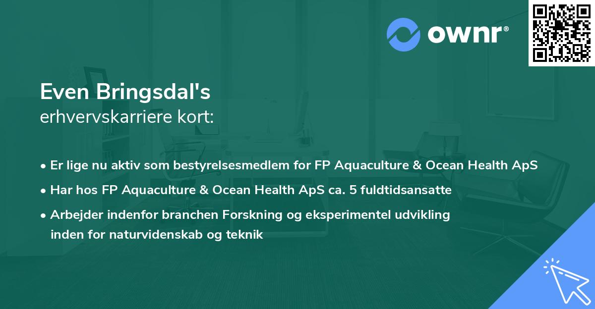 Even Bringsdal's erhvervskarriere kort