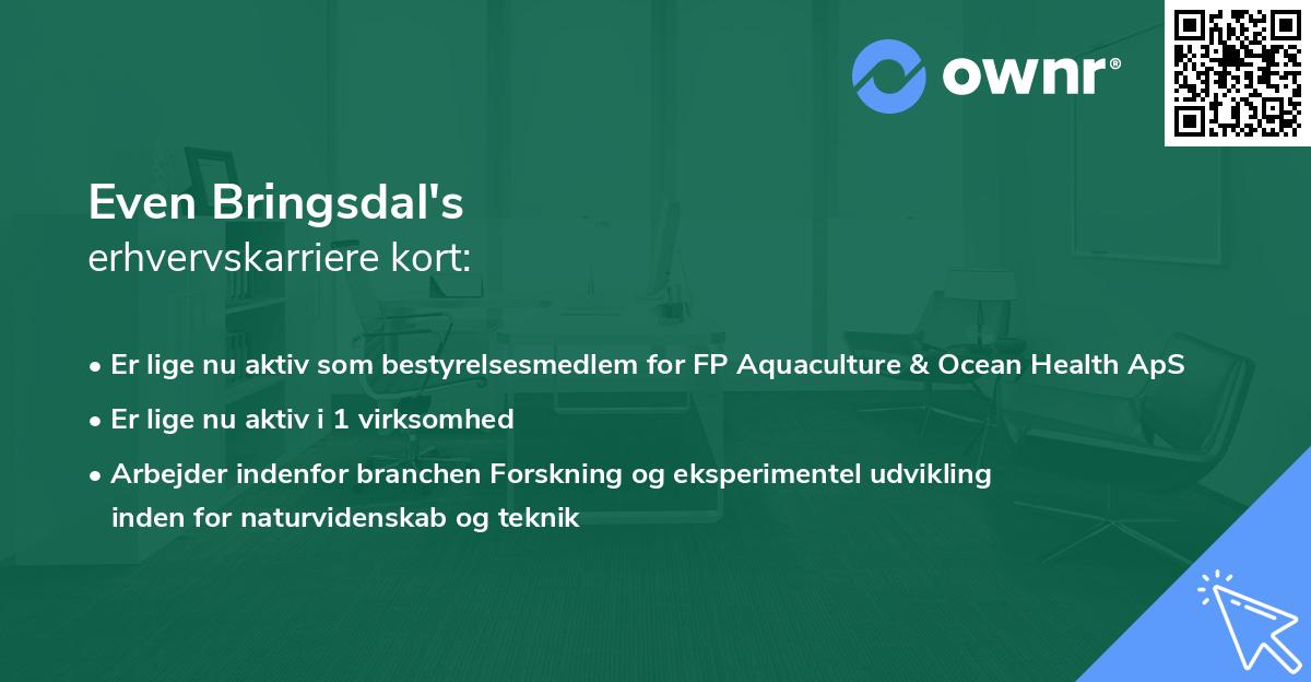 Even Bringsdal's erhvervskarriere kort