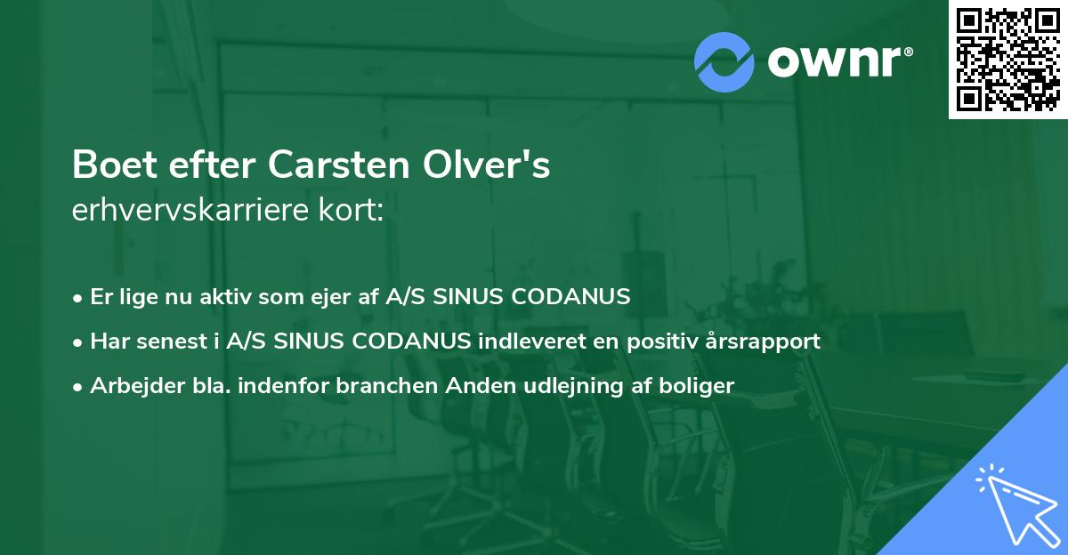 Boet efter Carsten Olver's erhvervskarriere kort