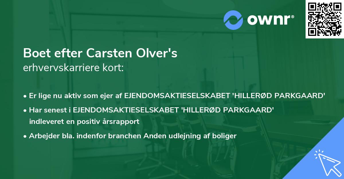 Boet efter Carsten Olver's erhvervskarriere kort