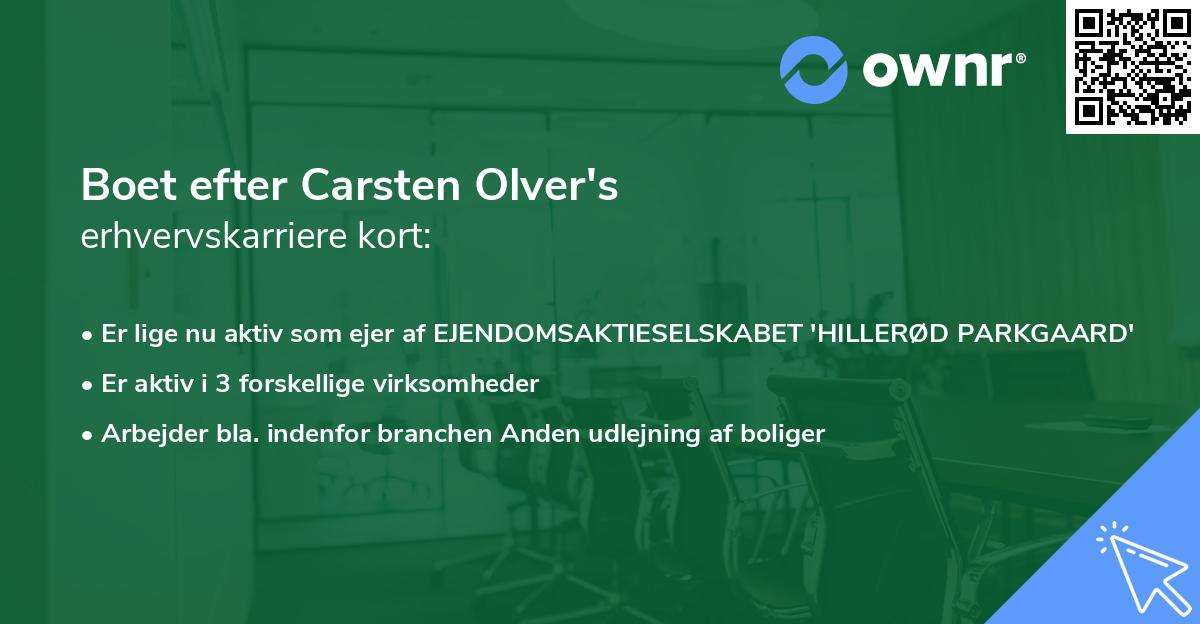 Boet efter Carsten Olver's erhvervskarriere kort