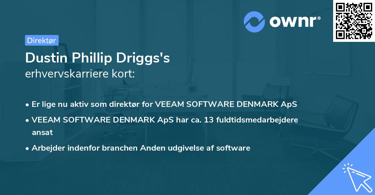 Dustin Phillip Driggs's erhvervskarriere kort