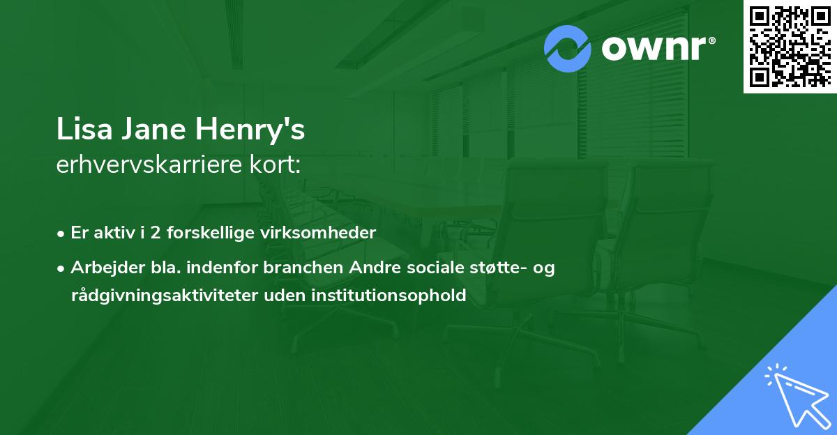 Lisa Jane Henry's erhvervskarriere kort