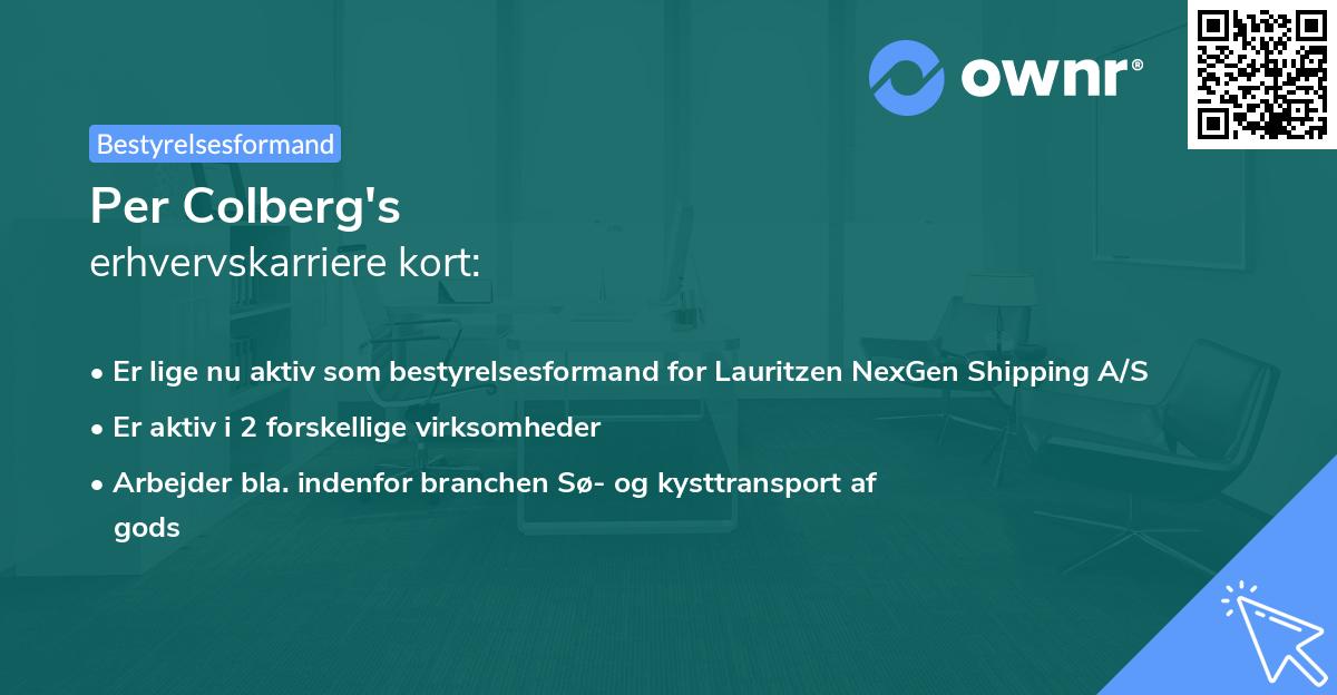 Per Colberg's erhvervskarriere kort