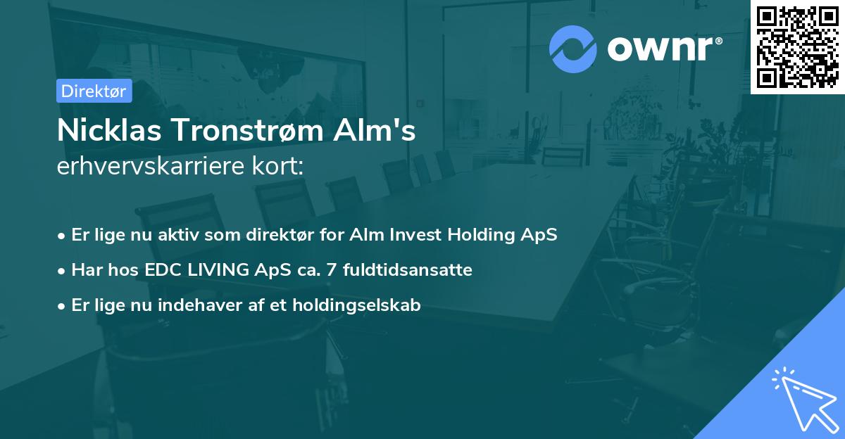 Nicklas Tronstrøm Alm's erhvervskarriere kort
