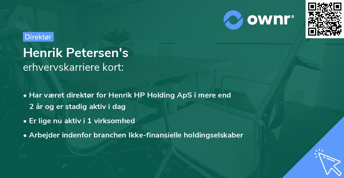 Henrik Petersen's erhvervskarriere kort