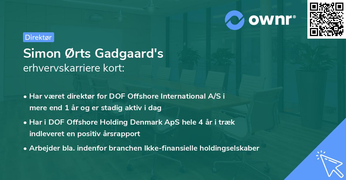 Simon Ørts Gadgaard's erhvervskarriere kort