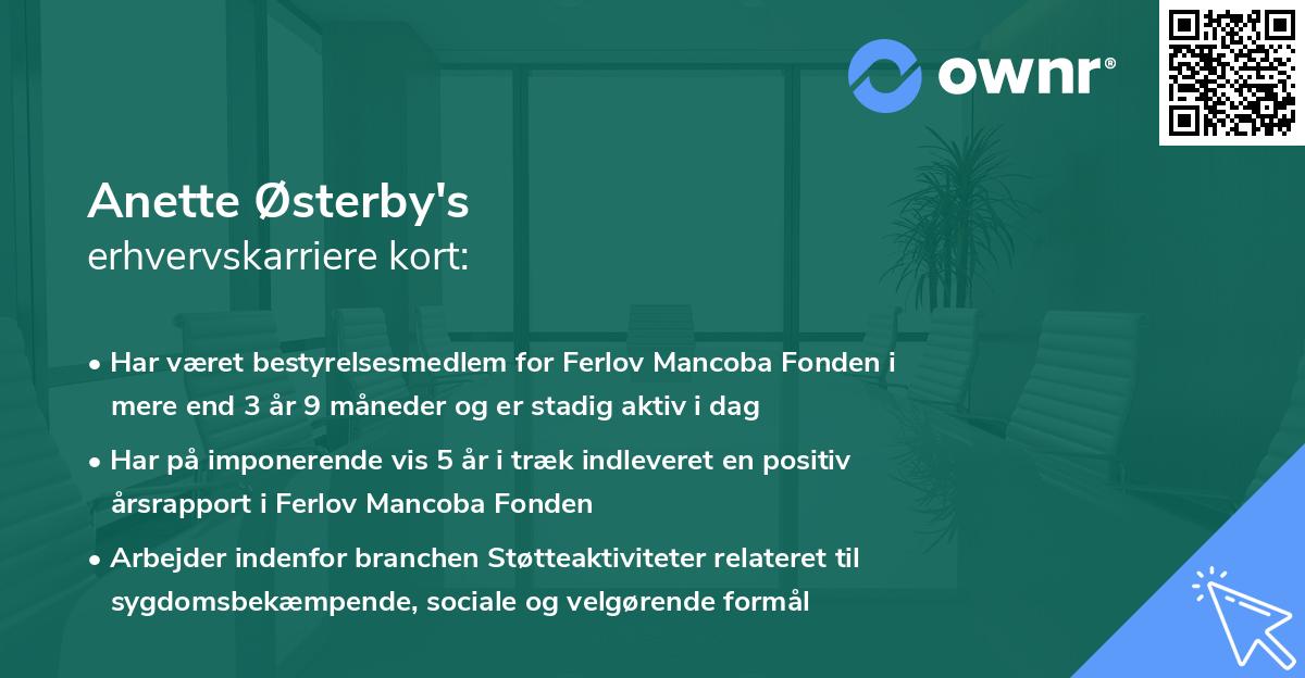 Anette Østerby's erhvervskarriere kort