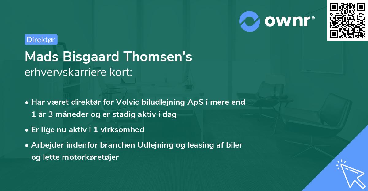 Mads Bisgaard Thomsen's erhvervskarriere kort