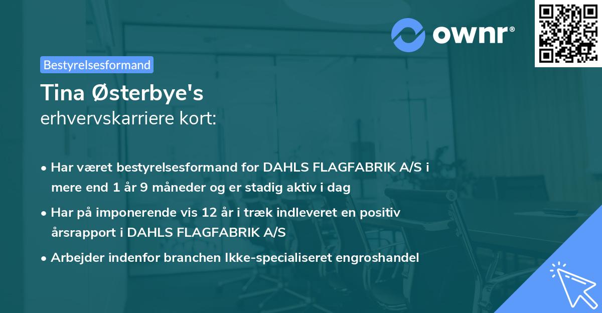 Tina Østerbye's erhvervskarriere kort