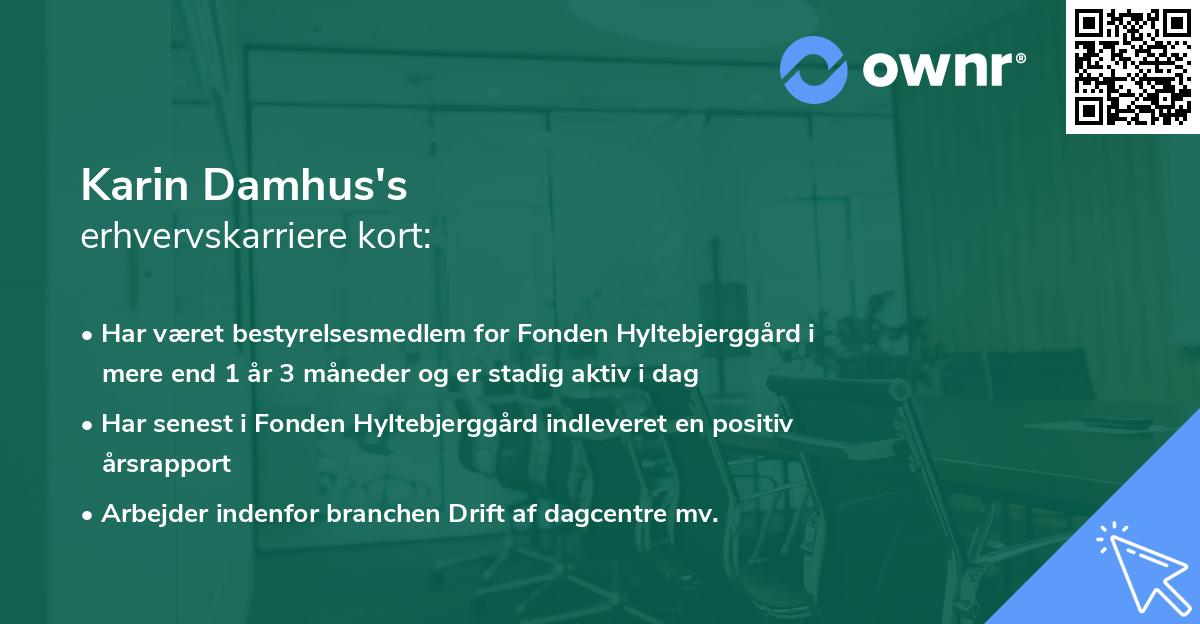 Karin Damhus's erhvervskarriere kort