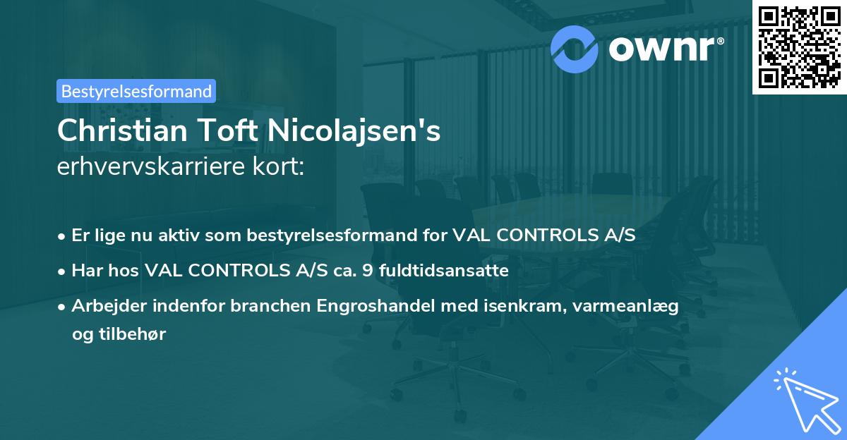 Christian Toft Nicolajsen's erhvervskarriere kort