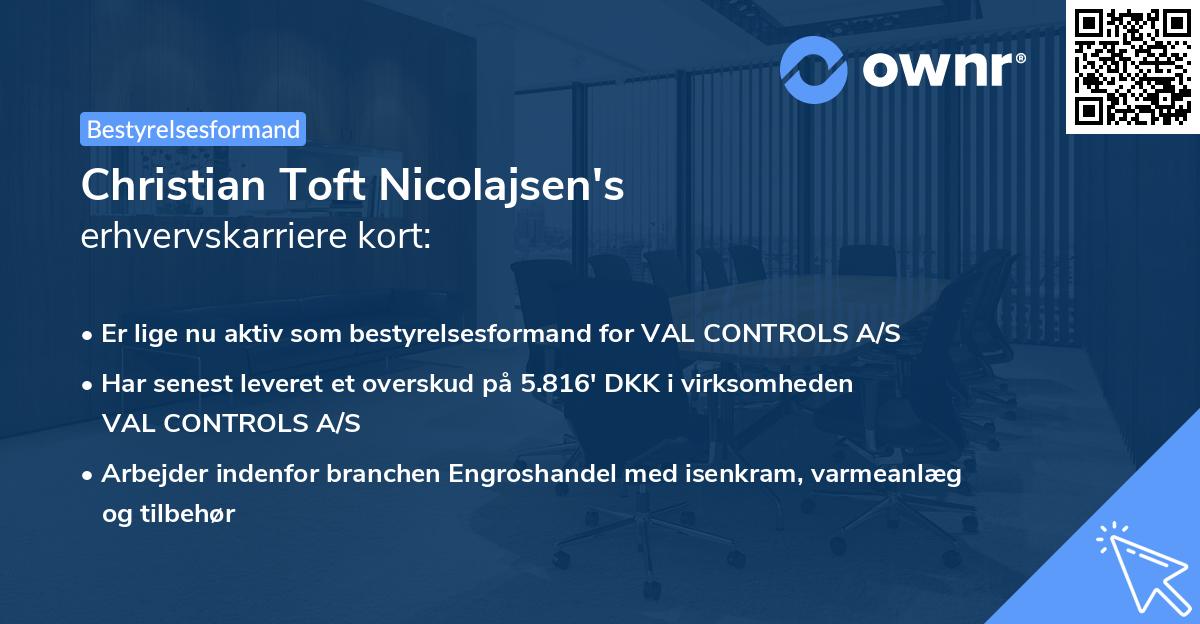 Christian Toft Nicolajsen's erhvervskarriere kort