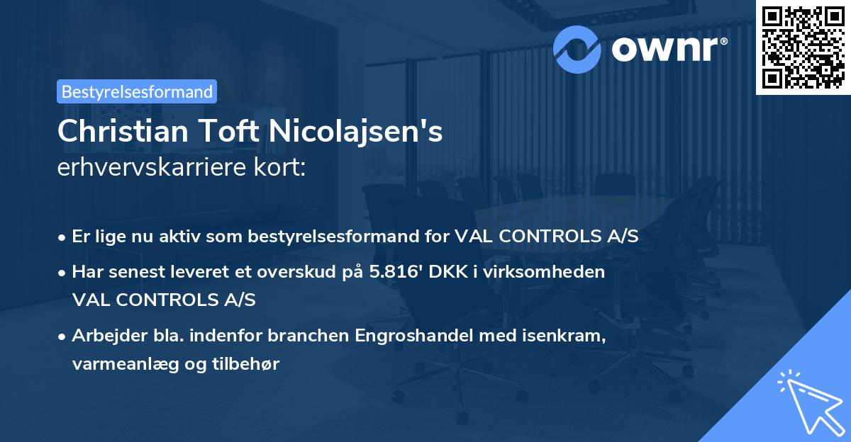 Christian Toft Nicolajsen's erhvervskarriere kort