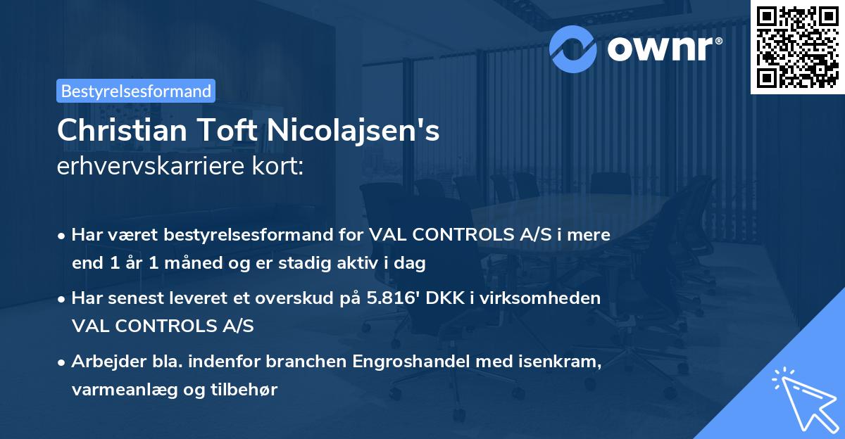 Christian Toft Nicolajsen's erhvervskarriere kort