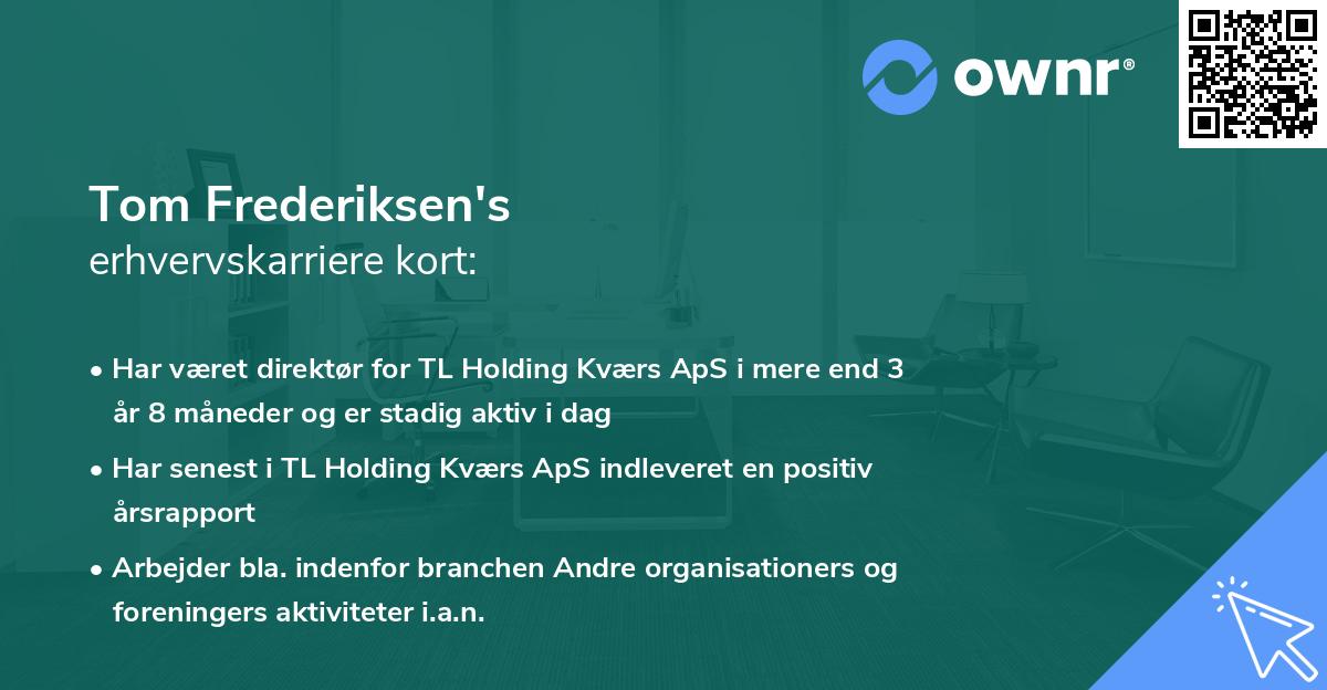 Tom Frederiksen's erhvervskarriere kort