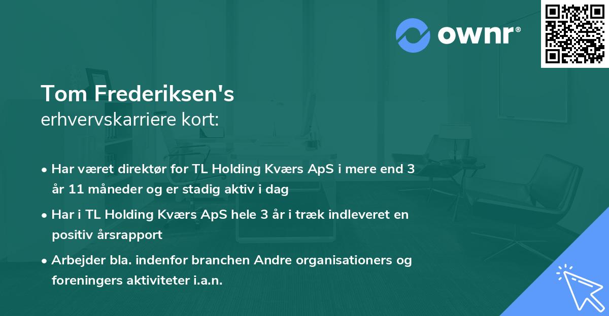 Tom Frederiksen's erhvervskarriere kort