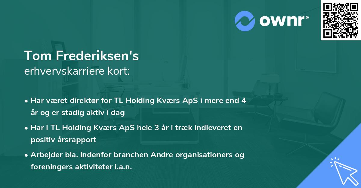 Tom Frederiksen's erhvervskarriere kort