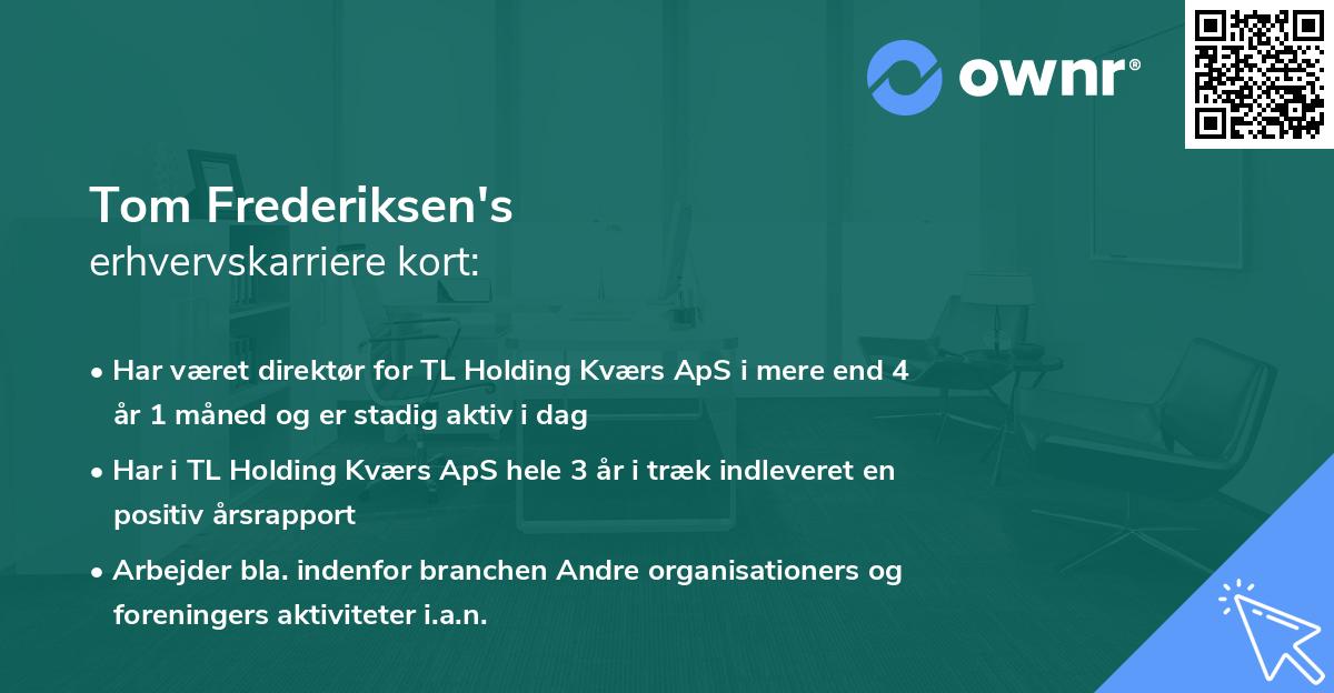 Tom Frederiksen's erhvervskarriere kort