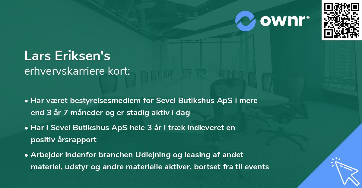 Lars Eriksen's erhvervskarriere kort