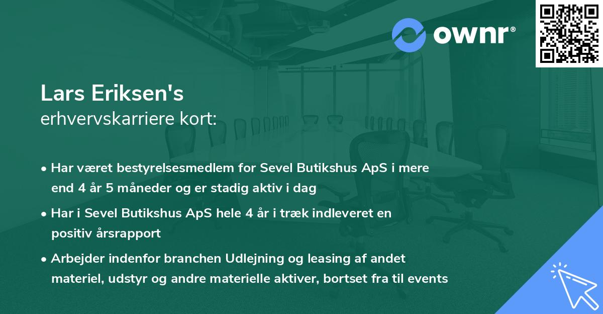 Lars Eriksen's erhvervskarriere kort