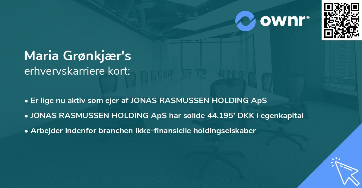 Maria Grønkjær's erhvervskarriere kort
