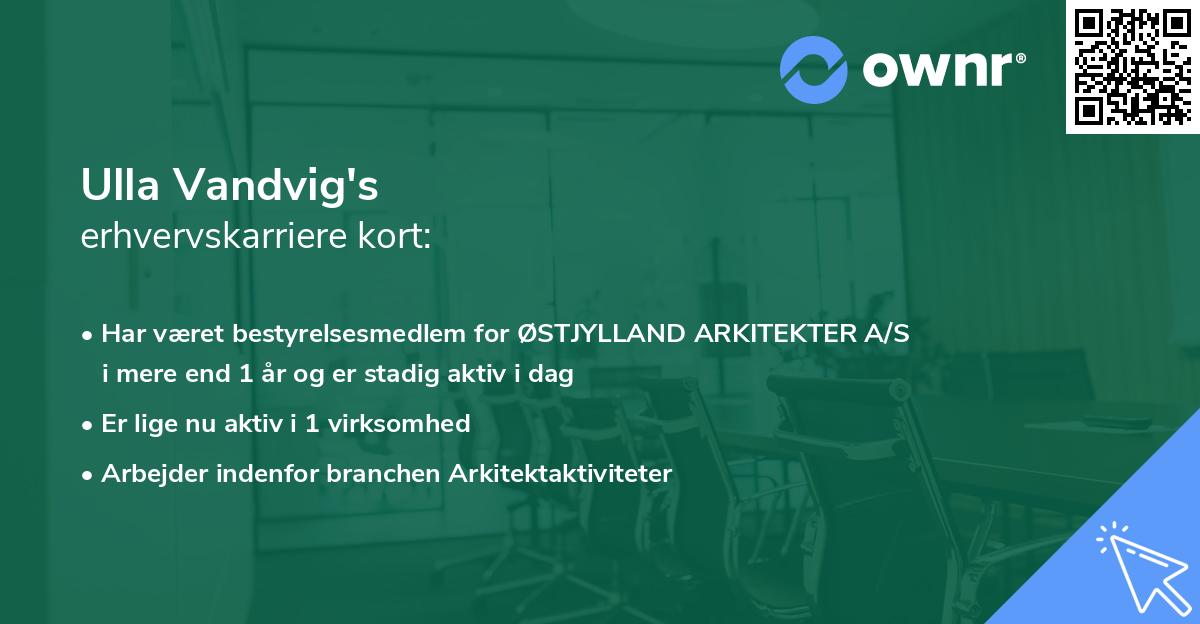 Ulla Vandvig's erhvervskarriere kort