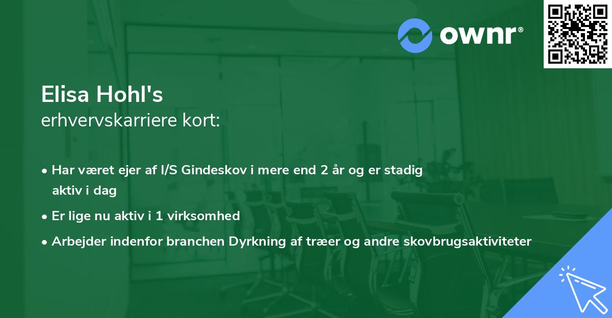 Elisa Hohl's erhvervskarriere kort