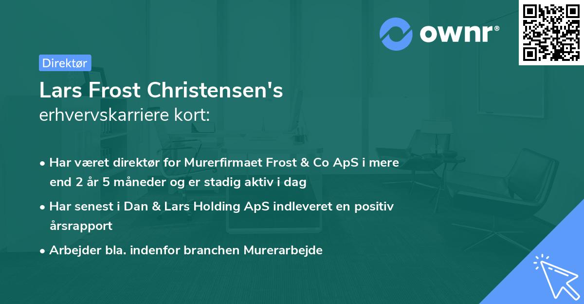 Lars Frost Christensen's erhvervskarriere kort