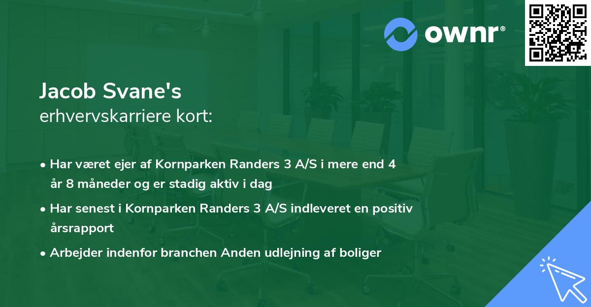 Jacob Svane's erhvervskarriere kort