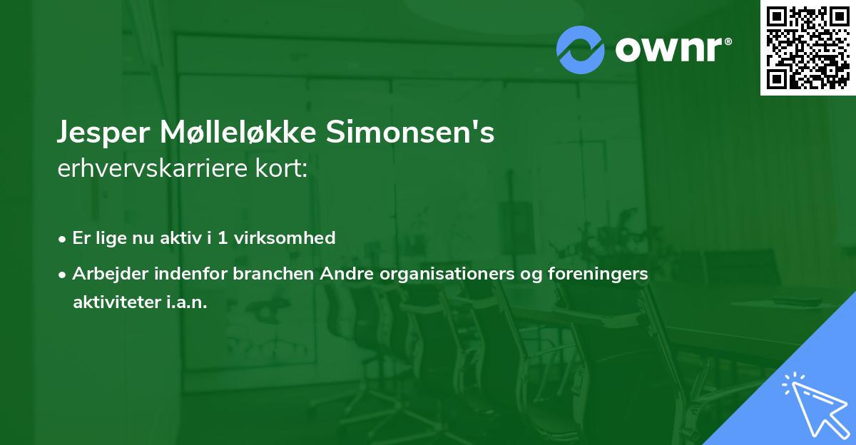 Jesper Mølleløkke Simonsen's erhvervskarriere kort