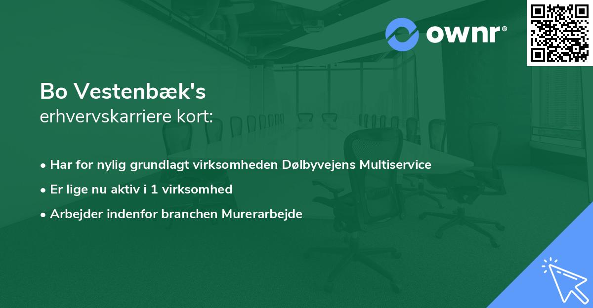 Bo Vestenbæk's erhvervskarriere kort