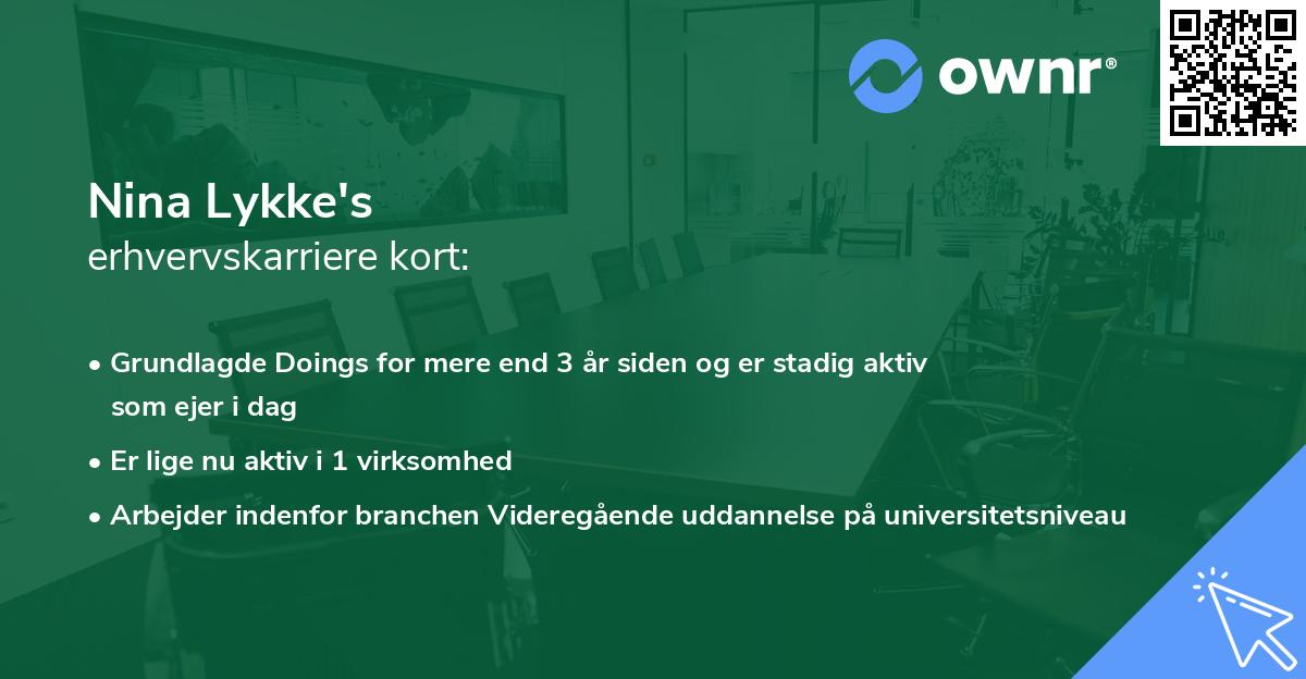 Nina Lykke's erhvervskarriere kort