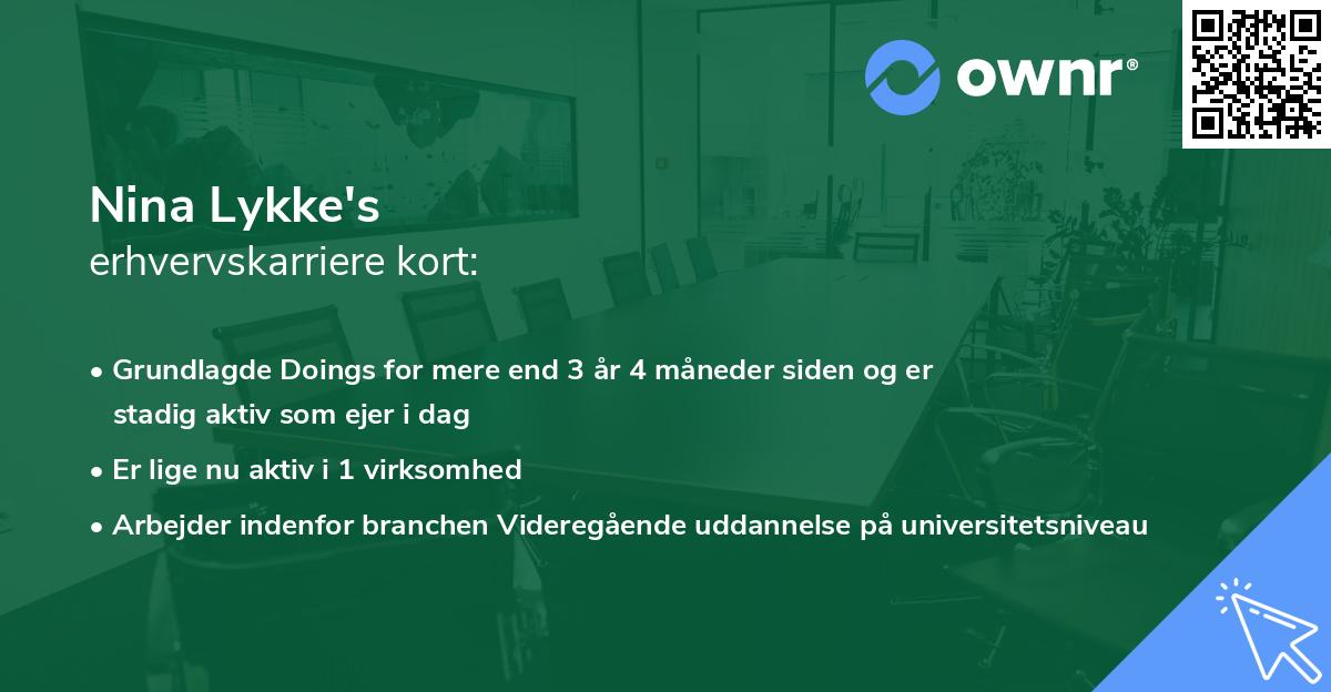 Nina Lykke's erhvervskarriere kort