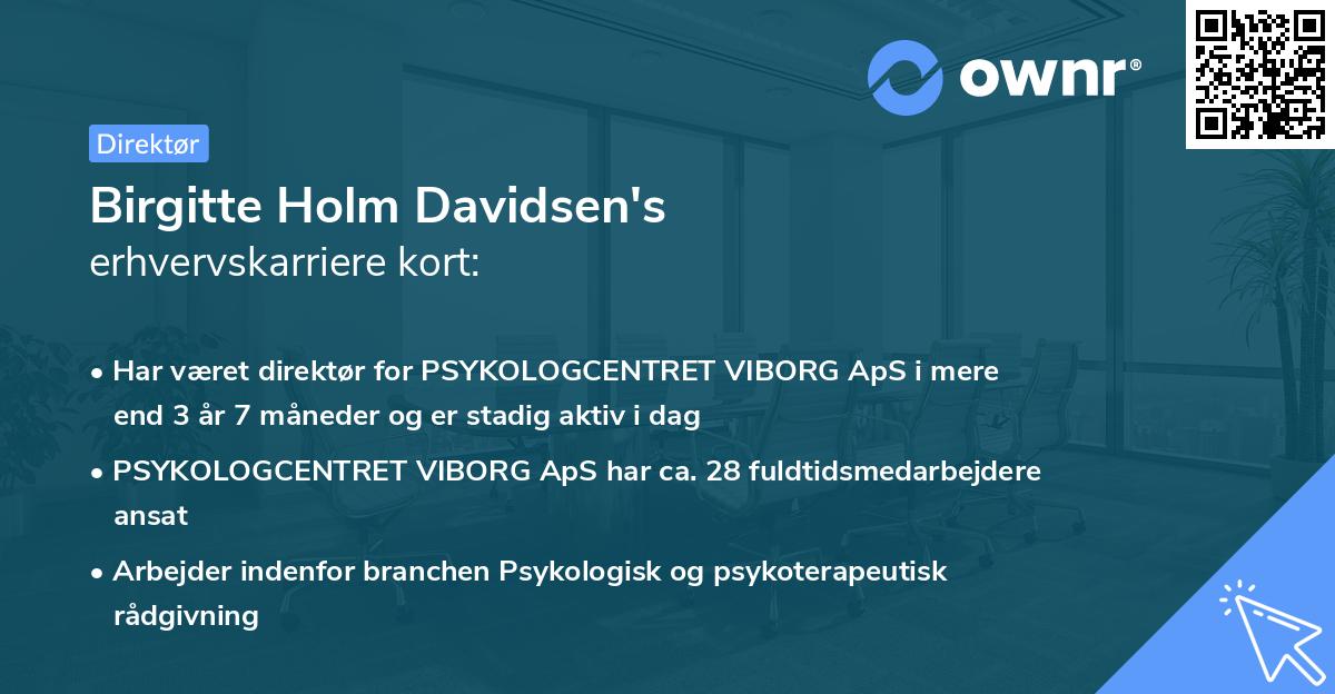 Birgitte Holm Davidsen's erhvervskarriere kort