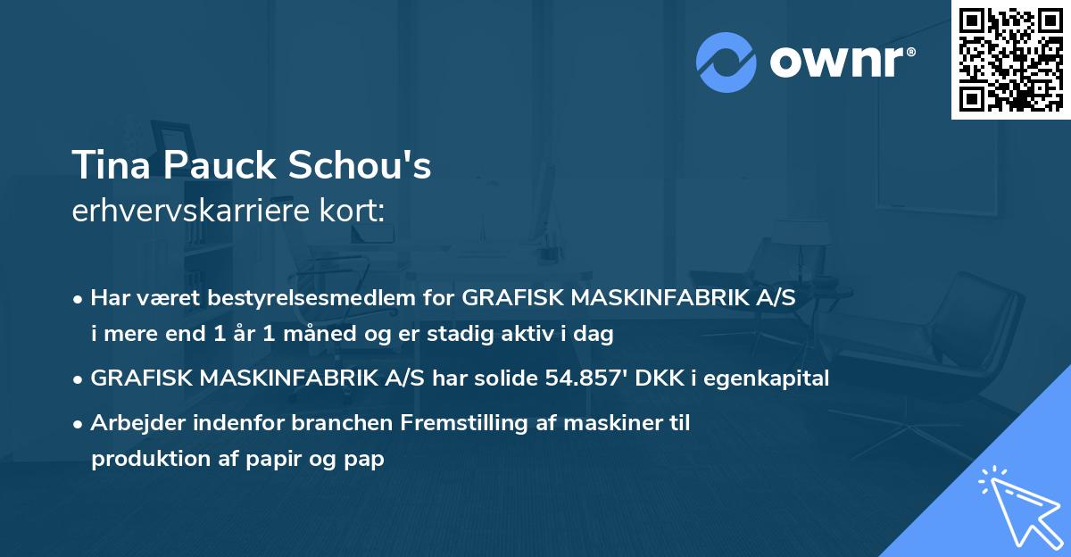 Tina Pauck Schou's erhvervskarriere kort