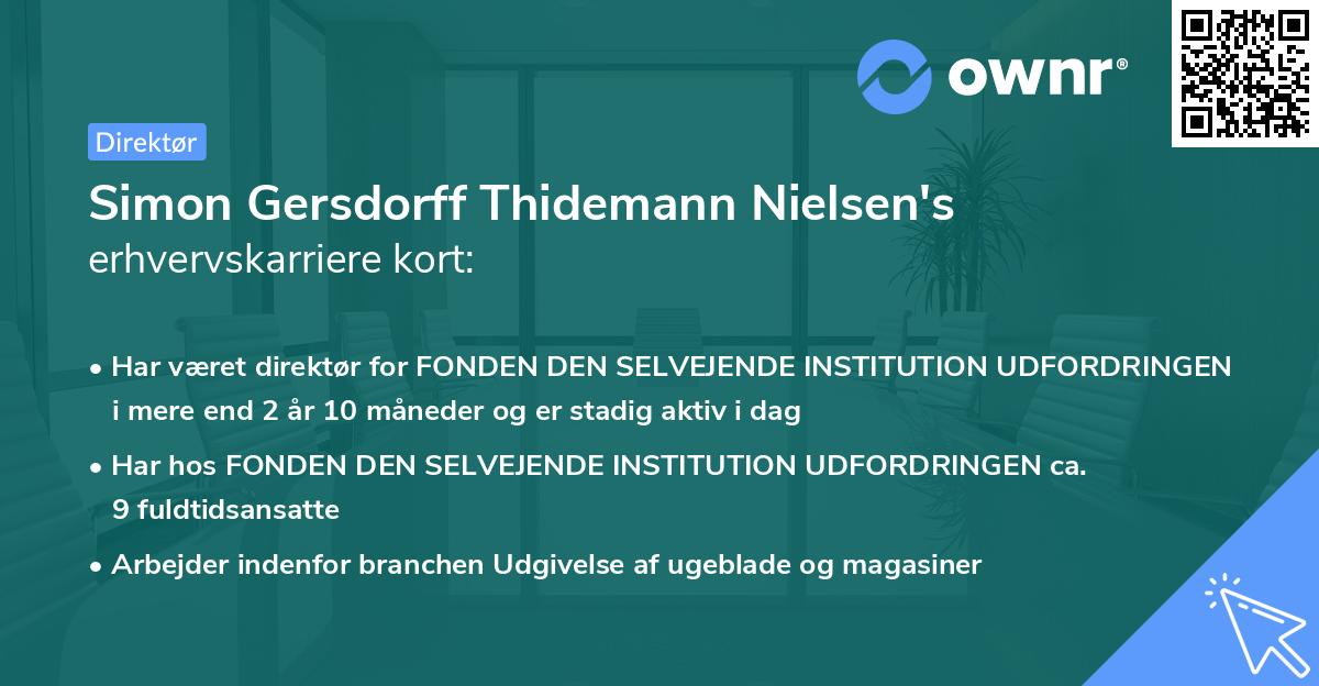 Simon Gersdorff Thidemann Nielsen's erhvervskarriere kort
