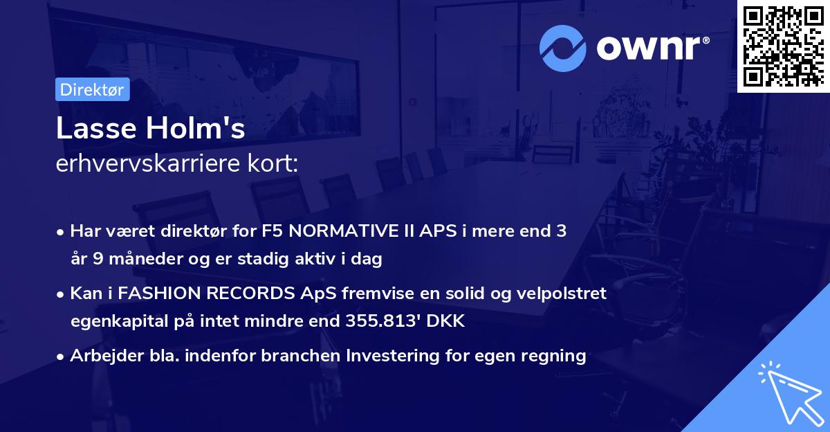 Lasse Holm's erhvervskarriere kort