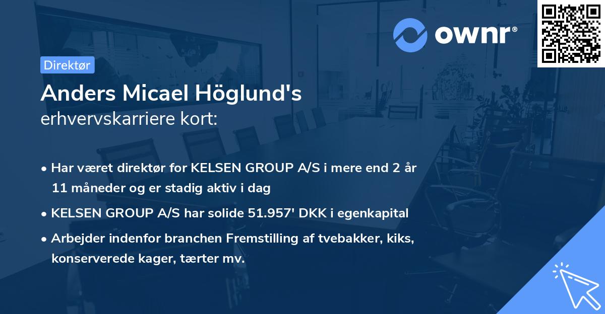 Anders Micael Höglund's erhvervskarriere kort